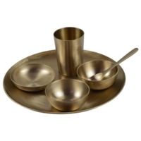 Bhojan — ensemble de dîner indien en métal, en laiton, Design de qualité originale, finition dorée, livraison gratuite
