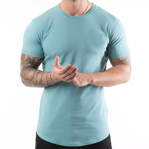 T-shirt décontracté à manches courtes pour homme, en coton uni, très élastique, avec impression personnalisée et sérigraphie, idéal pour l'entraînement et la gym - Product Image 5
