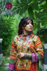 Vestido Vintage de Sindh bordado a mano, Túnica Afghani bordada a mano, trabajo con espejo, Gargantilla Kurti, collar, pulsera de plata alemana - Product Image 2