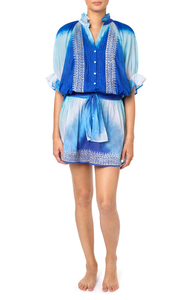 Tunique Tie Dye avec broderie métallique argentée femmes rafraîchissant océan Dip coton robe d'été pour la chaude journée d'été - Product Image 2