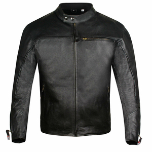 Veste de motard en cuir texturé de mouton de couleur noire avec fermeture éclair, toutes les couleurs et cuirs fabriqués au Pakistan - Product Image 1