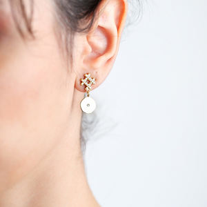 Boucles d'oreilles breloques disque en plaqué or, bijoux pour femmes, fait à la main, en argent Sterling 925, vente en gros - Product Image 3