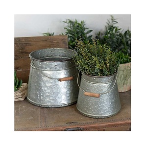Jardinières galvanisées en fer et métal pour décor de jardin, Pots de plantes décoratives, en forme de petit cœur carré avec poignées, meilleure vente, - Product Image 6