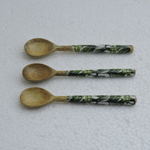 Juego de cuchara de té con mango impreso de madera y resina, diseño moderno y bonito, con mango de resina, precio barato a granel - Product Image 3