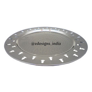 Plaque ronde à chargeur galvanisé à la main, ronde sous assiette, décoration de Table pour fête, vente en gros, assiettes de service, 10 pièces - Product Image 5