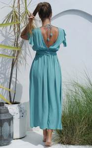 Nouvelle robe de plage attrayante à manches courtes pour femmes à la mode en gros robe longue à fleurs pour femmes - Product Image 3