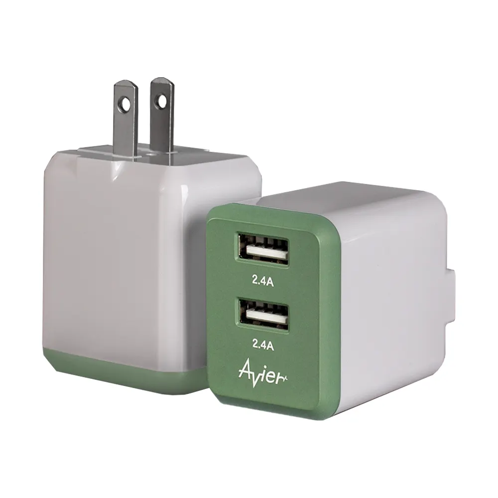 Hot selling usb charger Avier Color Mix 2-port usb Wall Chargers fast charging 24W - Green