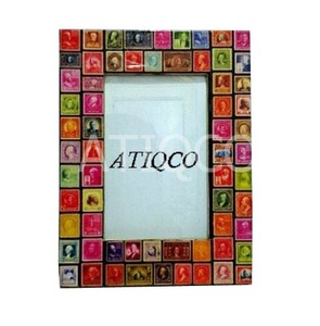 Atiqco Exquisite Multicolored Wooden <b>Photo</b> <b>Frames</b> Model 787422 Perfect Blend <b>Rustic</b> Charm Unique Geometrical Designs Tabletop - Product Image 1