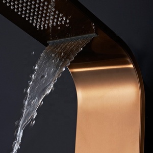 Columna de Ducha Dorada con Acabado Níquel Cepillado, Panel de Ducha de Acero Inoxidable 304 con Cascada y Jets <span class=keywords><strong>Spa</strong></span>, Panel de Ducha Inteligente - Product Image 4