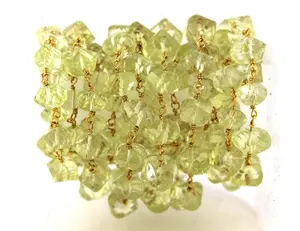 สร้อยคอโรนเดลแบบบิดเกลียวเคลือบทอง,ลูกปัดเครื่องประดับอัญมณีควอตซ์มะนาวธรรมชาติ - Product Image 1