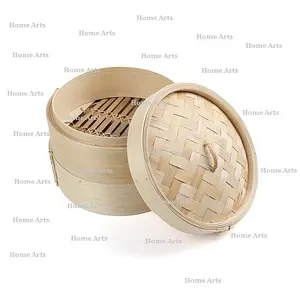 A due livelli di bambù Dim Sum scatola di forma rotonda formato su misura in legno Momo piroscafo per la festa di nozze e l'uso di occasioni speciali