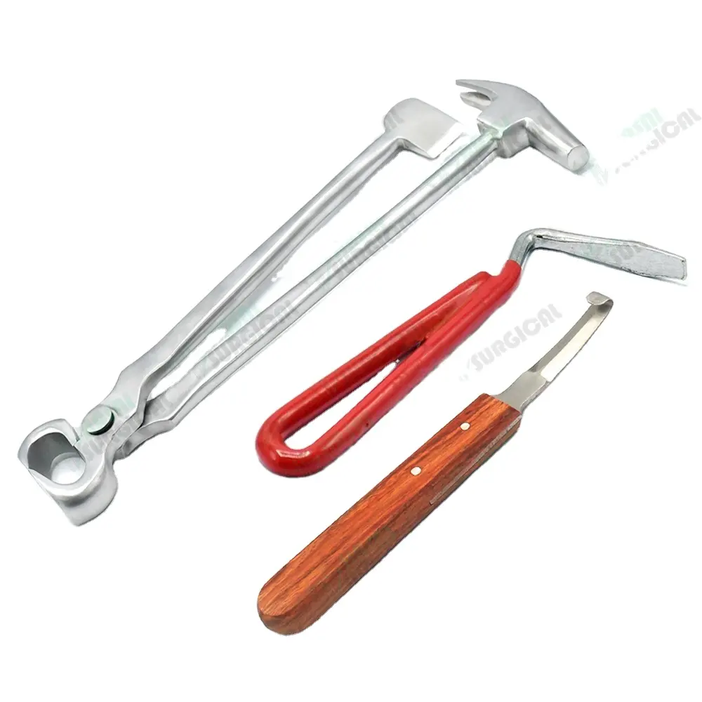 Top Qualität 3 in 1 _ FARRIER Pferde huf zangen/Hammer/Puffer Pick Doble Edge Huf messer von Hasni Surlgical