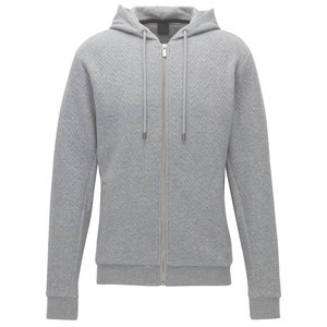 Vente en gros de sweat à capuche zippé à manches longues de haute qualité pour hommes, logo personnalisé, tissu polaire d'hiver à motif uni teint en 3D - Product Image 4