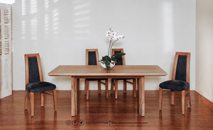Mesa de Comedor Extensible Fame de Madera Maciza de Mindi con Acabado Natural, Mueble de Comedor de Madera Único para Hogar, Hotel, Restaurante - Product Image 2
