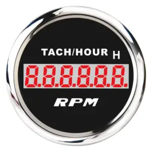 52mm digital black face red LED backlight warning function tacho/hour meter gauge for marine