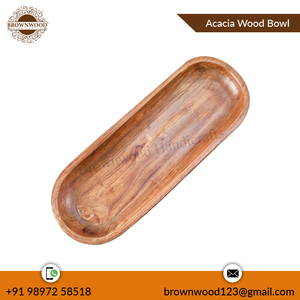 Ensemble de 2 bols de service en bois d'acacia finis non toxiques fabriqués à la main du fabricant et exportateur indien au meilleur prix compétitif - Product Image 2