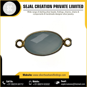 Conector de piedras preciosas con bisel de Plata de Ley 925, accesorios y componentes de joyería de diseño personalizado, compra en línea en India - Product Image 6