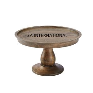 Support de service de gâteau en bois d'acacia de célébration de fête d'événement de mariage accessoires de vaisselle support de gâteau arrondi support de service de gâteau - Product Image 1