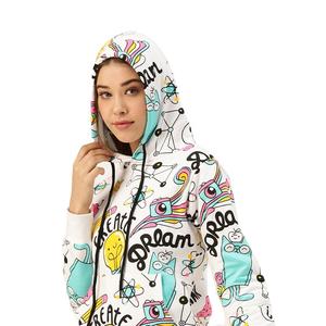 High Street Mujer 100% Algodón Pullover Sudaderas con capucha Manga larga Bolsillo de canguro Estampado informal Sudadera con Capucha forrada de invierno - Product Image 1