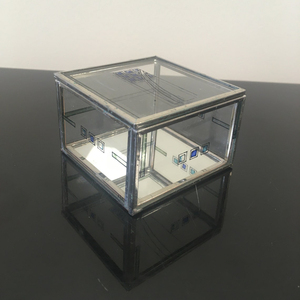 Vintage <b>Glass</b> Metal trinket Jewelry-storage <b>box</b>. 1970s - Product Image 1
