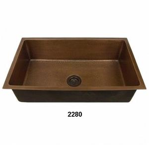 Évier de cuisine antique en cuivre encastré - Product Image 1