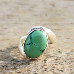 Bague turquoise verte naturelle 925 bijoux en argent sterling avec pierres précieuses approvisionnement en gros pour les femmes produit fait à la main - Product Image 2