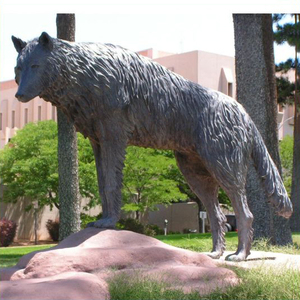 Escultura decorativa personalizada de Animal salvaje, estatua de lobo aullando de latón, tamaño grande, bronce, para jardín - Product Image 5