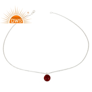 Collar de cadena de Plata de Ley 925, fabricante de joyería, cuentas de corindón, proveedor de colgante de GEMA de Rubí - Product Image 2