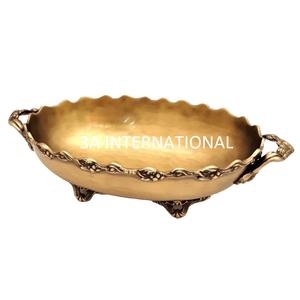 Bol de service décoratif Royal Look, taille personnalisée, bol à fruits antique doré, bol en laiton avec poignées, vente chaude - Product Image 1