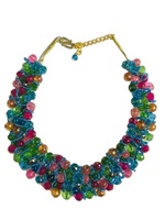 Collier bib bohème unisexe fait main, perles facettées, plaqué or 18 carats, bijoux religieux indiens, fiançailles, mariages, fêtes