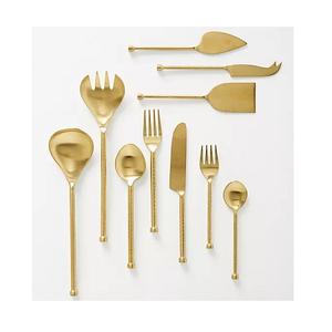 Ensemble de couverts en acier inoxydable avec poignées en forme de palmier, ensemble de couverts couleur or de qualité supérieure pour usage domestique - Product Image 2