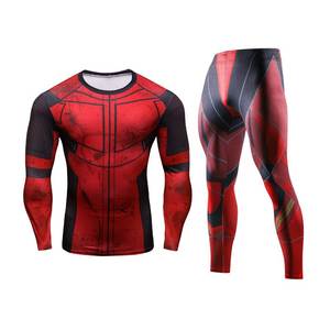 Wholesale Compression Pants Shirt Top Long Sleeve Jacket Set Suit Face Cover Gym Fitness Sets 5Pcs Men's Workout Clothes - Product Image 5