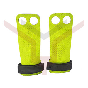 Two Holes Microfiber Gymnastic Grip in <b>Light</b> Green With Strap for <b>Pull</b> up and Kettlebell Crossfit Grips - Product Image 3