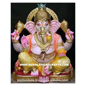 Estatuas de Ganesha en Mármol Blanco - Product Image 1