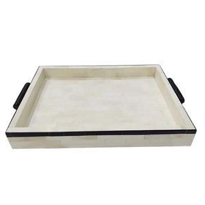 Bandeja de servicio redonda con incrustaciones de hueso con patrón Floral hecho a mano de calidad superior Decoración de cocina venta de exportación - Product Image 1