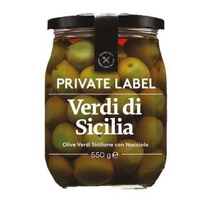 Aceitunas verdes italianos de marca privada, venta al por mayor - Product Image 1