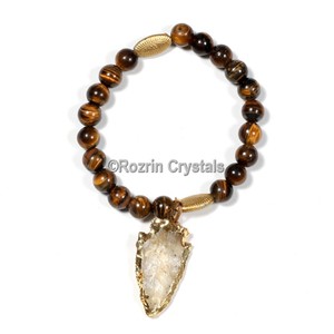 Get Online Tiger Eye with Crystal Arrow Gemstone <b>Bracelet</b> : Tiger Eye with Crystal Arrow Gemstone <b>Bracelet</b> For Sale - Product Image 1