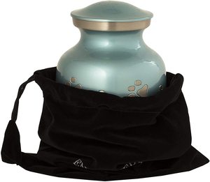Pet Cremation <b>Urn</b> with Paw Prints Design Teal Color Small Size for Dogs <b>Cats</b> - Product Image 4
