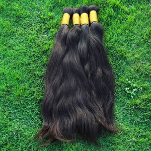 Venta al por mayor 100% Extensiones de cabello Remy brasileño sin procesar Extensiones de cabello indio virgen a granel Extensiones de cabello de grado de alta calidad - Product Image 1