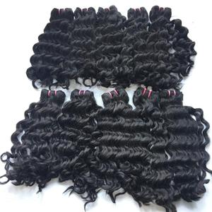 Super vente sur le dessus vietnamien réel humain Remy Extension de cheveux Double dessiné non transformé cheveux vierges tissage Kinky Curl - Product Image 5