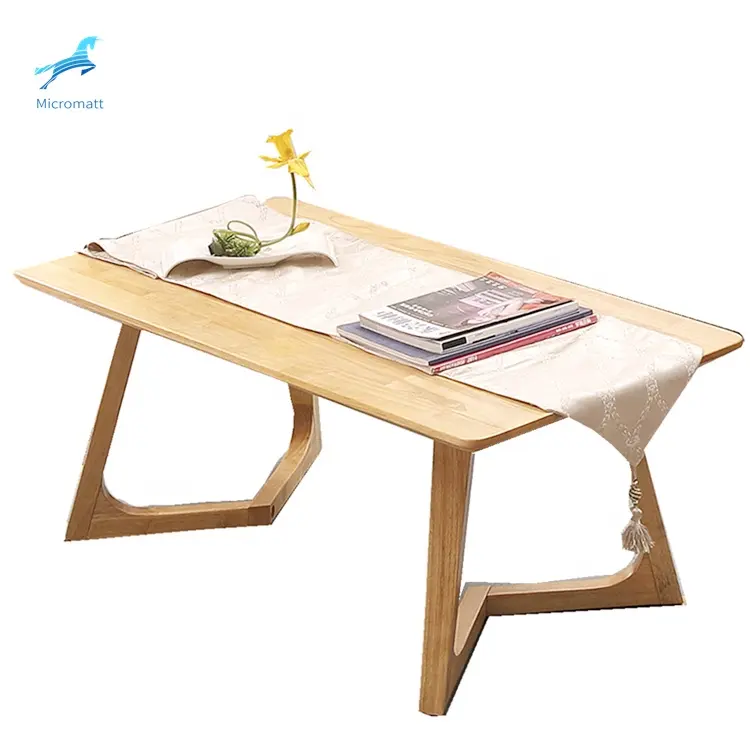Hot Sale Simple Style Living Furniture 1.2m Log Color Corner Solid Wood Coffee TableI In Low Price