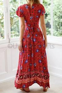 Vestido Midi de tendencia de verano para mujer 2024 Oficina elegante Vintage estampado Floral vacaciones playa Retro mujeres Vestido corto cruzado - Product Image 5