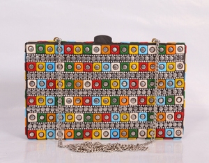 Bolso de Mensajero Estilo Bohemio Indio con Mosaico, Bolso de Mano de Lujo para Eventos Nocturnos, Bolso de Mano Metálico para Mujer, Bolso de Mano Boho para Bodas, Hecho a Mano, Venta al por Mayor - Product Image 2