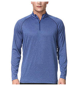 Jersey ligero de Otoño de manga larga con cremallera para hombre, chaqueta de Yoga elástica de entrenamiento de patrón sólido con orificio para el pulgar - Product Image 3