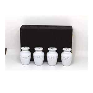 White Cremation <b>Keepsake</b> Urns Set of 4 With Velvet <b>Box</b> on Sale - Product Image 1