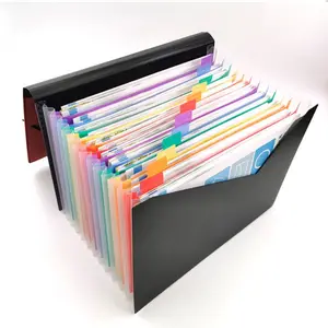 A4 크기 확장 아코디언 파일 폴더 및 컬러 라벨 레인보우 문서 상자 종이 파일 저장