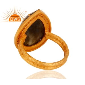 18K Gold Plated Jewelry Manufacturer Beautiful Flashy <b>Labradorite</b> Gemstone <b>Ring</b> Sterling 925 Silver Cocktail <b>Ring</b> - Product Image 3