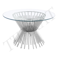 Table basse moderne en acier inoxydable avec plateau en verre, mobilier de salon écologique, qualité supérieure dorée