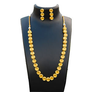 สร้อยคอทองเหลือง Kundan สำหรับผู้หญิงและเด็กหญิง,สไตล์อินเดียโบราณดีไซน์ล่าสุด - Product Image 3