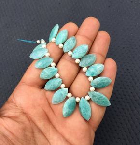 High Quality 21 Pieces 1 Strand Natural Amazonite Faceted Marquise Briolette Beads Green Color Handcrafted - Product Image 2